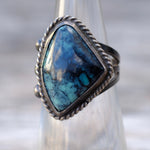 Vintage Sterling Turquoise Roper Ring 4.25