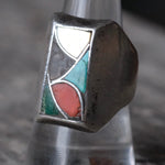 Vintage Sterling Zuni Inlay Fish Scale Ring 9