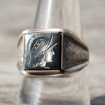 Vintage Sterling Hematite Centurion Ring 9.25