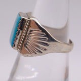 Vintage Sterling Turquoise Stamped Band Ring 8.25