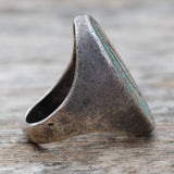 Vintage Sterling Crushed Turquoise and Coral Inlay Ring 9