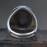 Vintage Sterling Turquoise Ribbed Band Ring 10.25