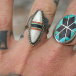 Vintage Sterling MOP Inlay Ring 8