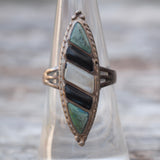 Vintage Sterling Inlay Ring 6.75