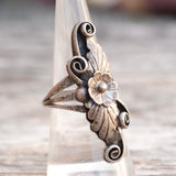 Vintage Sterling Silver Feather Blossom Ring 7.75