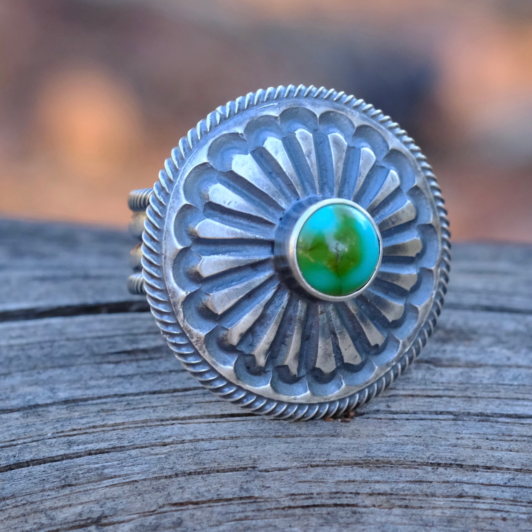LEON MARTINEZ Sterling Silver Turquoise Ring 7.25