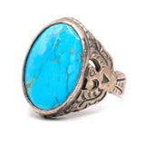 Vintage Sterling Turquoise Thunderbird Ring 11.5