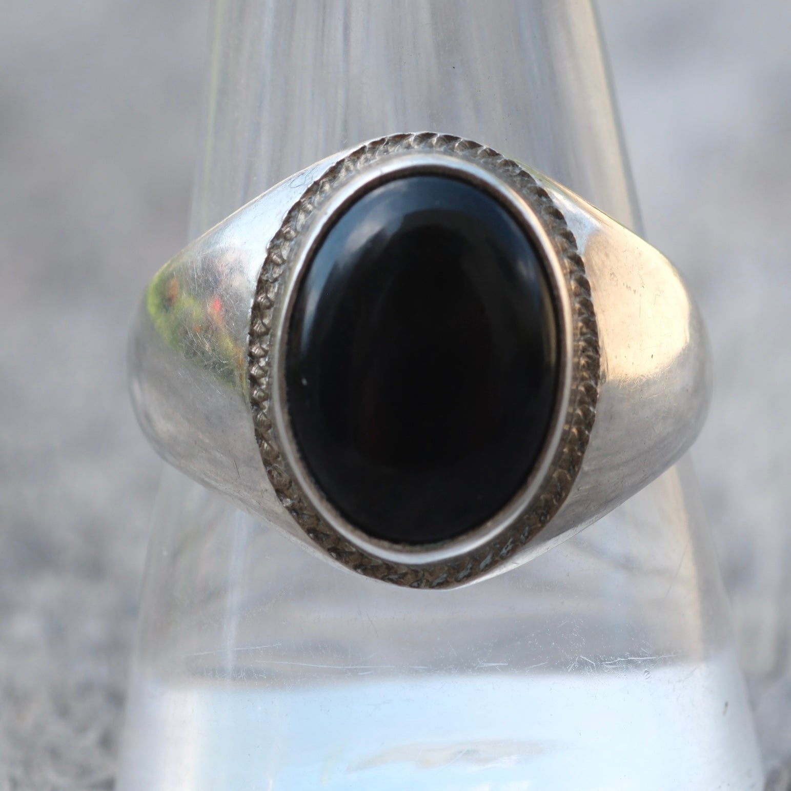 Vintage Sterling Onyx Ring 10.25