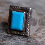 Vintage Sterling Turquoise Signet Ring 12.75
