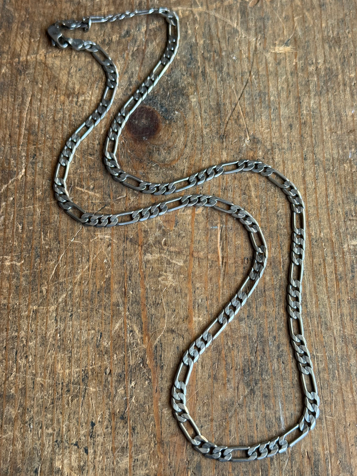 Vintage Sterling Silver 24” Figaro Chain