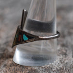 Vintage Sterling Turquoise Chip Overpass Ring 10.25