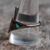 Vintage Sterling Turquoise Chip Overpass Ring 10.25