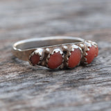 Vintage Sterling Coral Inlay Band 6.5