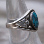 Vintage Sterling Turquoise Thunderbird Ring 5.75