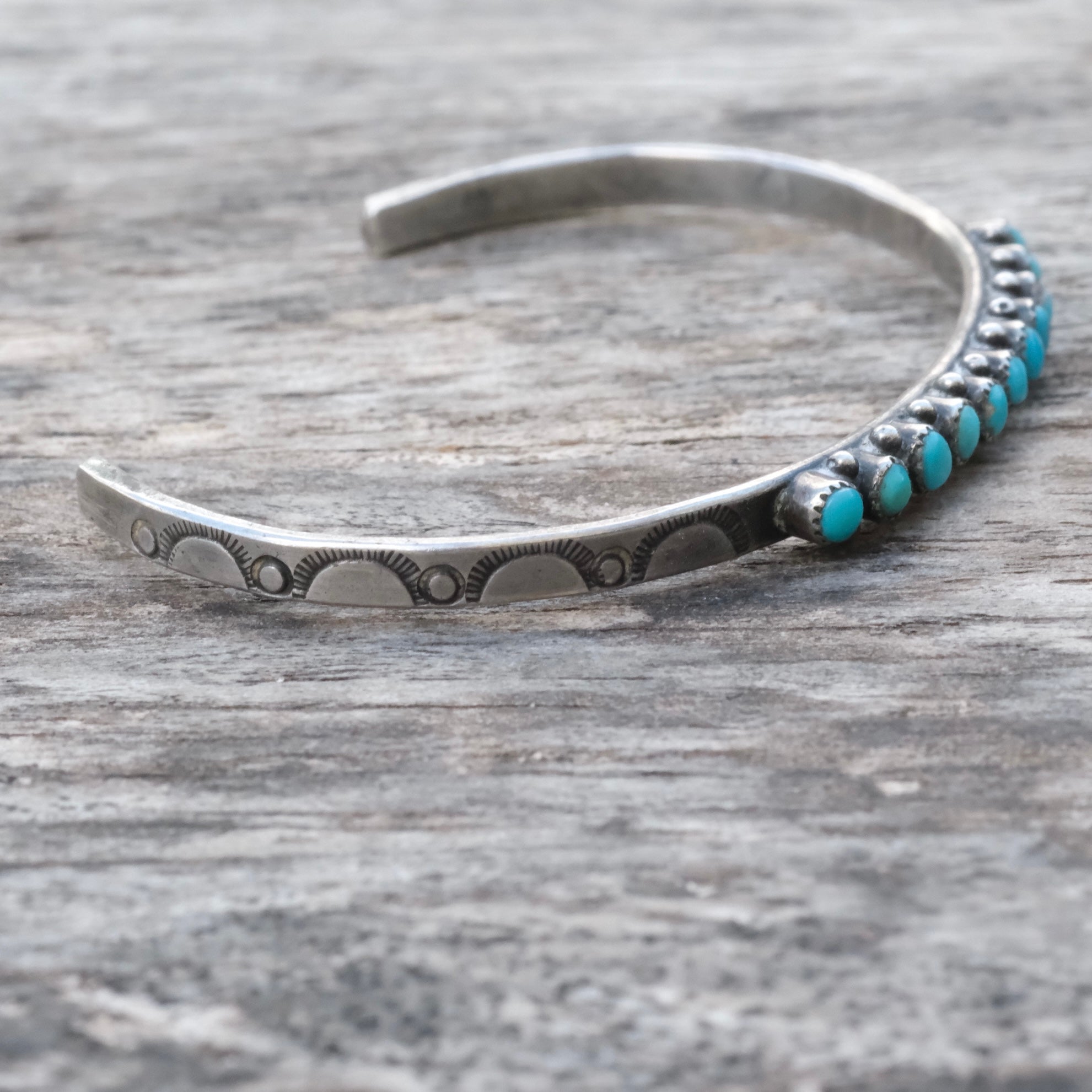 Vintage Sterling Snake Eye Turquoise Cuff Bracelet