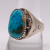 Vintage Sterling Turquoise Stamped Band Ring 11.5
