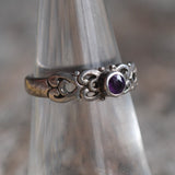 Vintage Sterling Red Glass Ring 5.5