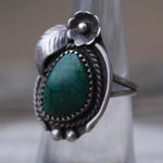 Vintage Sterling Turquoise Feather Ring 6