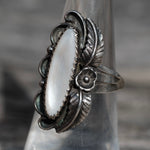 Vintage Sterling Mother Of Pearl Feather Ring 6