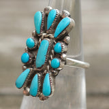 Vintage Sterling Turquoise Cluster Ring 6