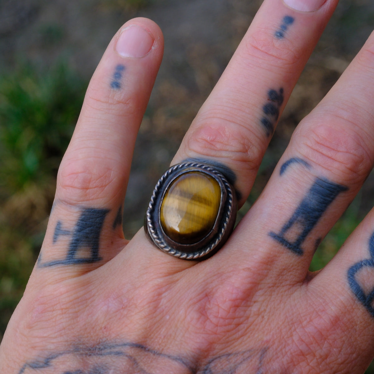 Vintage Sterling Tigers Eye Ring 7.75