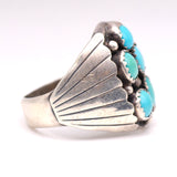 Vintage Sterling Turquoise Cluster Ring 10.5