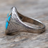 Vintage Sterling Turquoise and Mother Of Pearl Inlay Ring 11