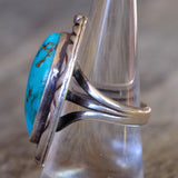 Chunky Vintage Sterling Turquoise Roper Ring 8.25
