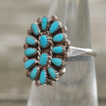 Vintage Sterling Turquoise Cluster Ring 6