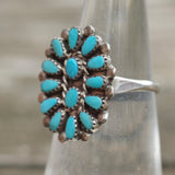 Vintage Sterling Turquoise Cluster Ring 6