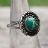 Vintage Sterling Turquoise Roper Ring 5
