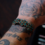 Vintage Sterling Turquoise Cluster Cuff Bracelet 6.25"
