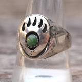 Vintage Sterling Turquoise Bear Paw Ring 10.75