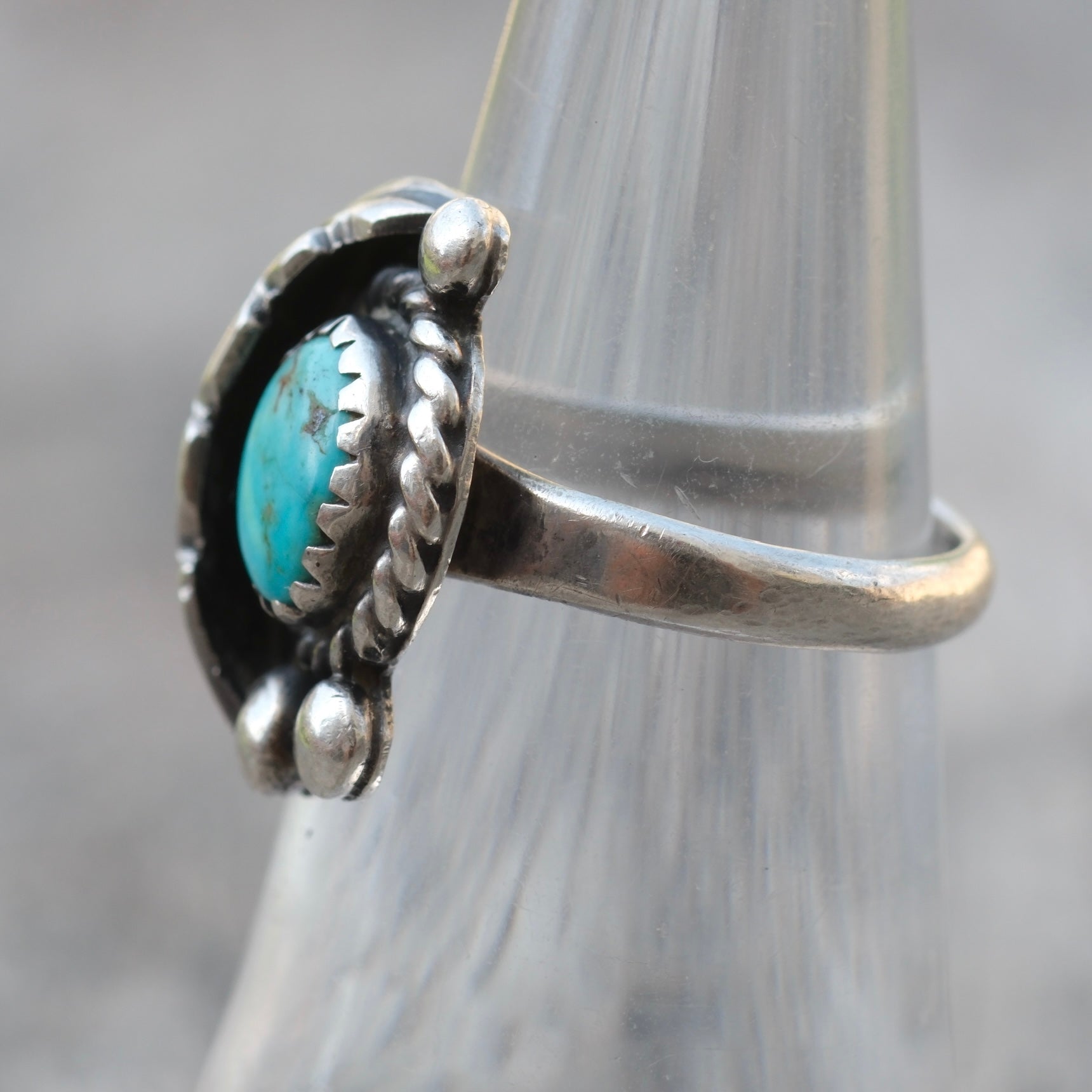 Vintage Sterling Turquoise Feather Ring 5.5
