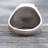Vintage Sterling Turquoise Stamped Band Ring 11.5