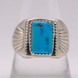Vintage Sterling Turquoise Stamped Band Ring 9.75
