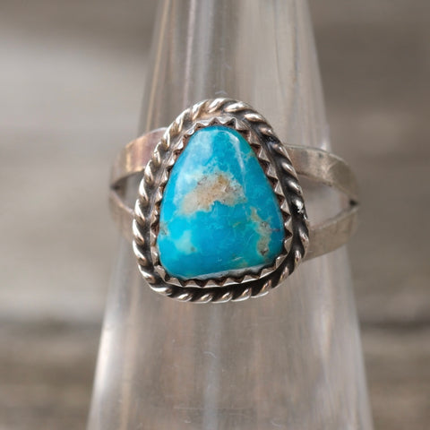 Vintage Sterling Turquoise Roper Ring 5