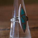 Vintage Sterling Turquoise Inlay Ring 7.5