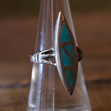 Vintage Sterling Turquoise Inlay Ring 7.5