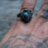 Vintage Sterling Turquoise Feather Ring 6.25