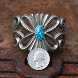 Incredible Vintage Sterling Turquoise Sandcast Cuff