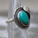 Vintage Sterling Turquoise Feather Ring 4.25