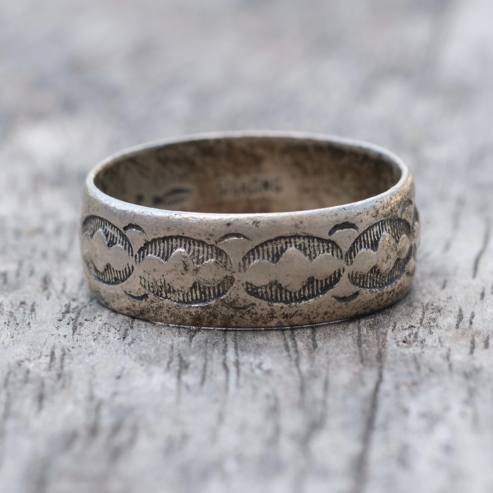 Vintage Sterling Silver Stamped Band Ring 14