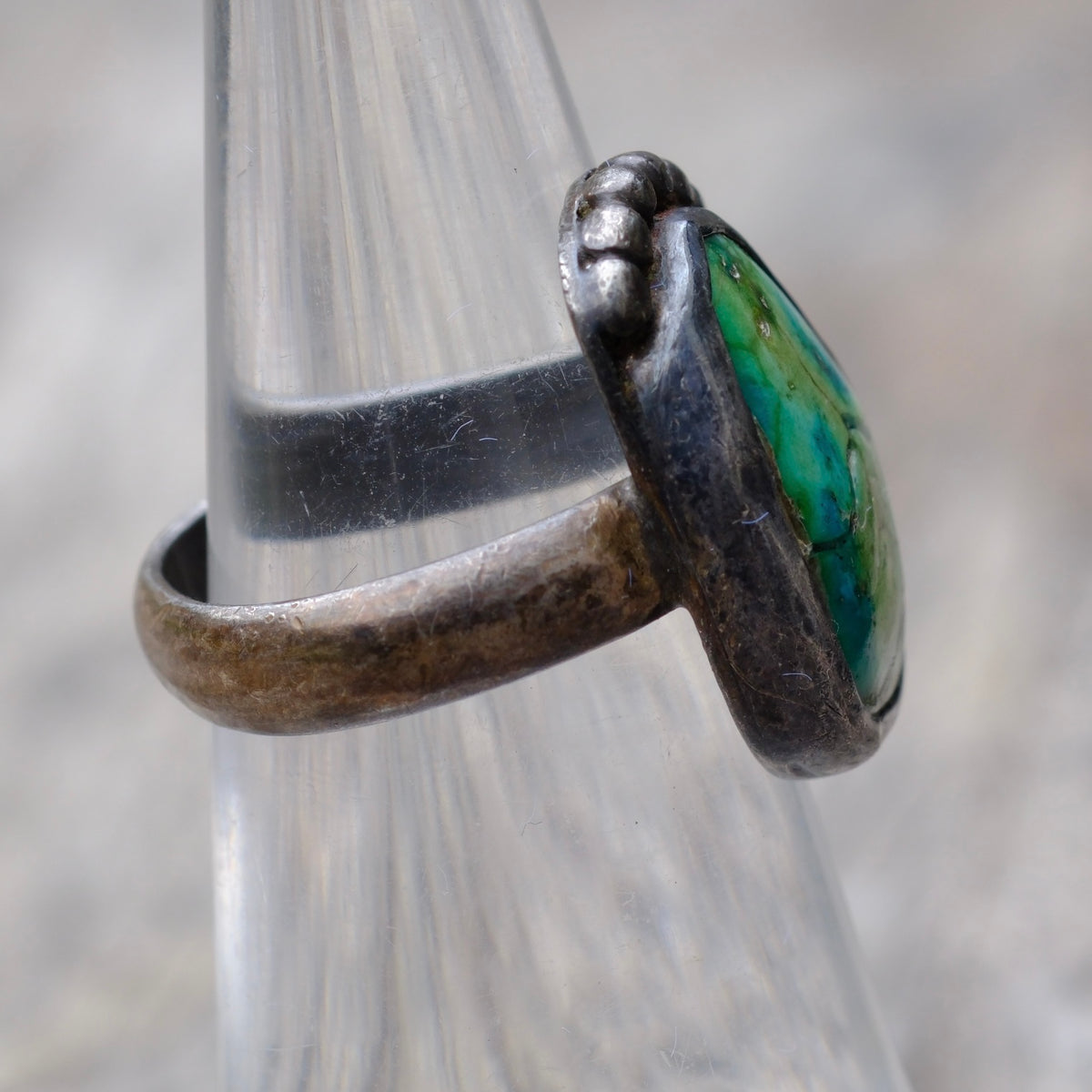 Vintage Sterling Turquoise Ring 4.5