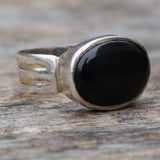 Vintage Sterling Onyx Band 13.25