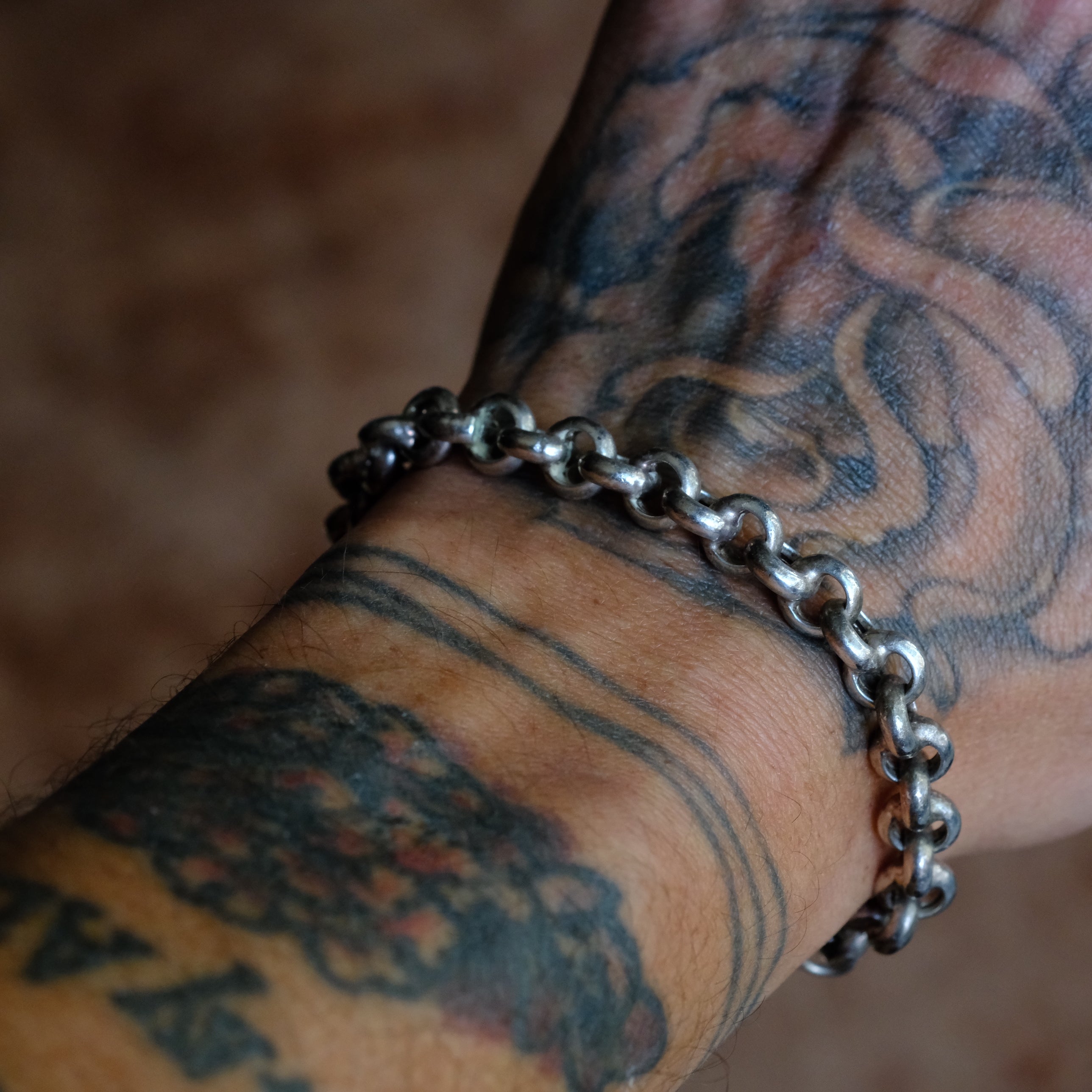 Vintage Sterling Silver Rolo Chain Bracelet
