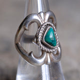 Vintage Sterling Turquoise Sandcast Ring 6.5
