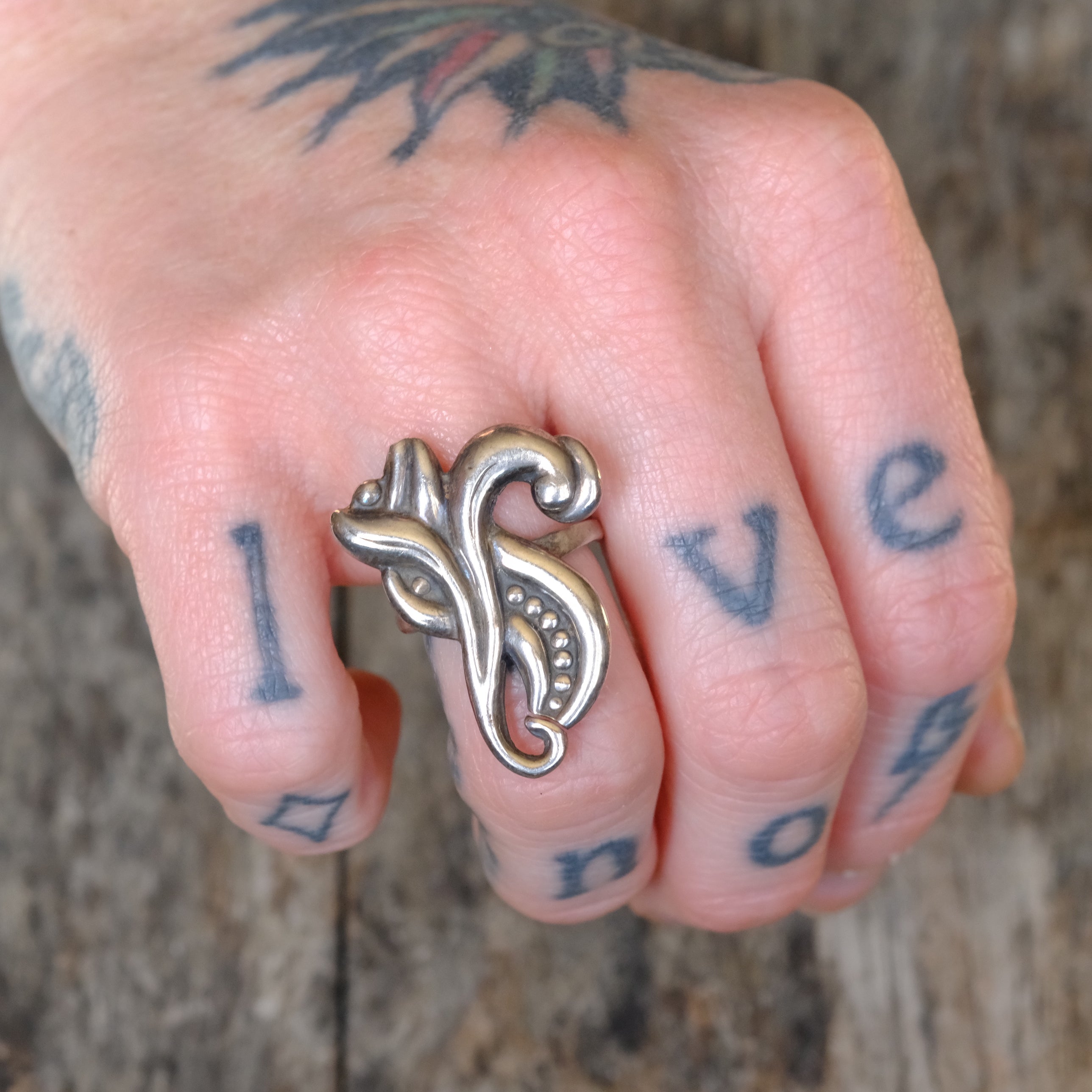 Vintage Sterling Abstract Ring 5.5