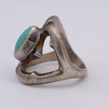 Vintage Sterling Silver Sandcast Turquoise Ring 5.75