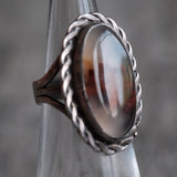 Vintage Sterling Agate Ring 3.75